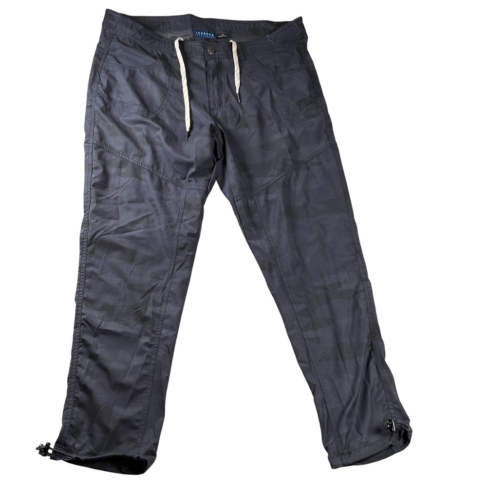 Iceburg Outerwear Cargo Pants Mens Medium Grey Camo Ripstop Drawstring‎ Utility